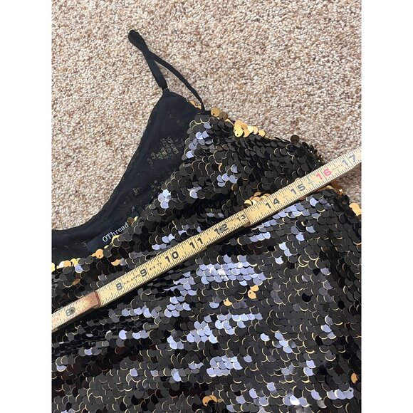 OThread Sequin Camisole Top Womens Small Black Gold Glam Holiday City Whimsigoth - Picture 7 of 8
